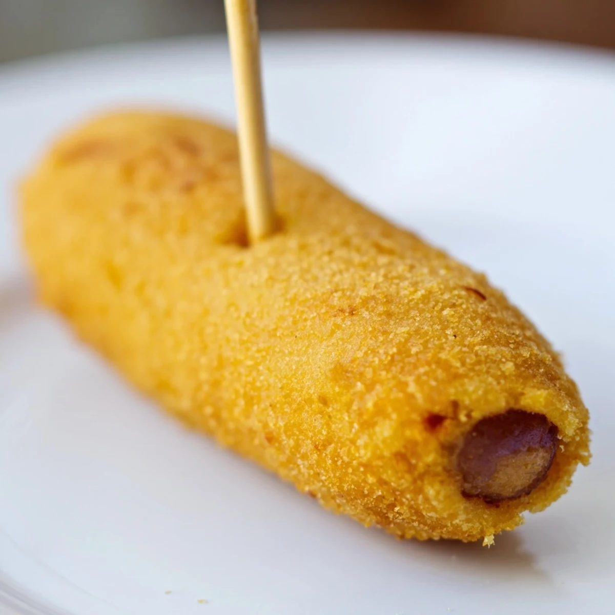 Golden-brown Super Bowl Mini Corn Dogs on a rustic wooden platter, served with ketchup and mustard for a fun game day snack.