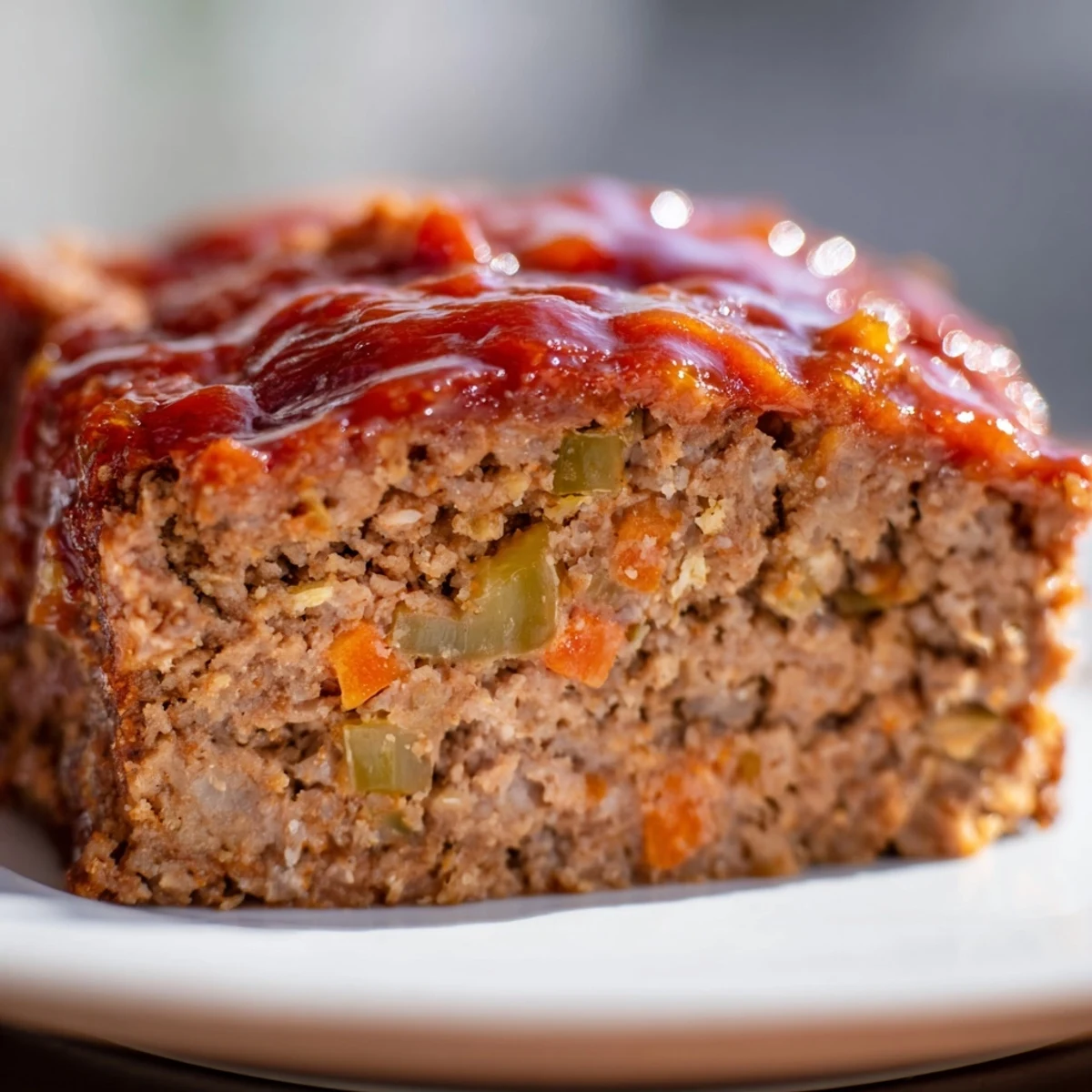 Comforting homemade turkey meatloaf topped with a sweet and tangy glaze, ready to serve for a family dinner.