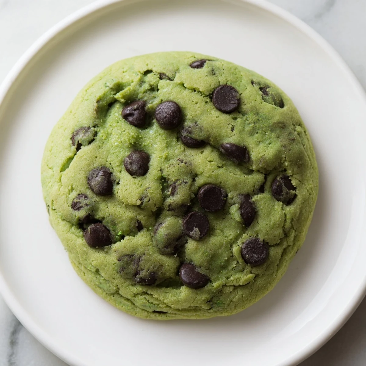 Soft, chewy Green Mint Chocolate Chip Cookies with rich chocolate chips, stacked and ready for a party dessert platter.  