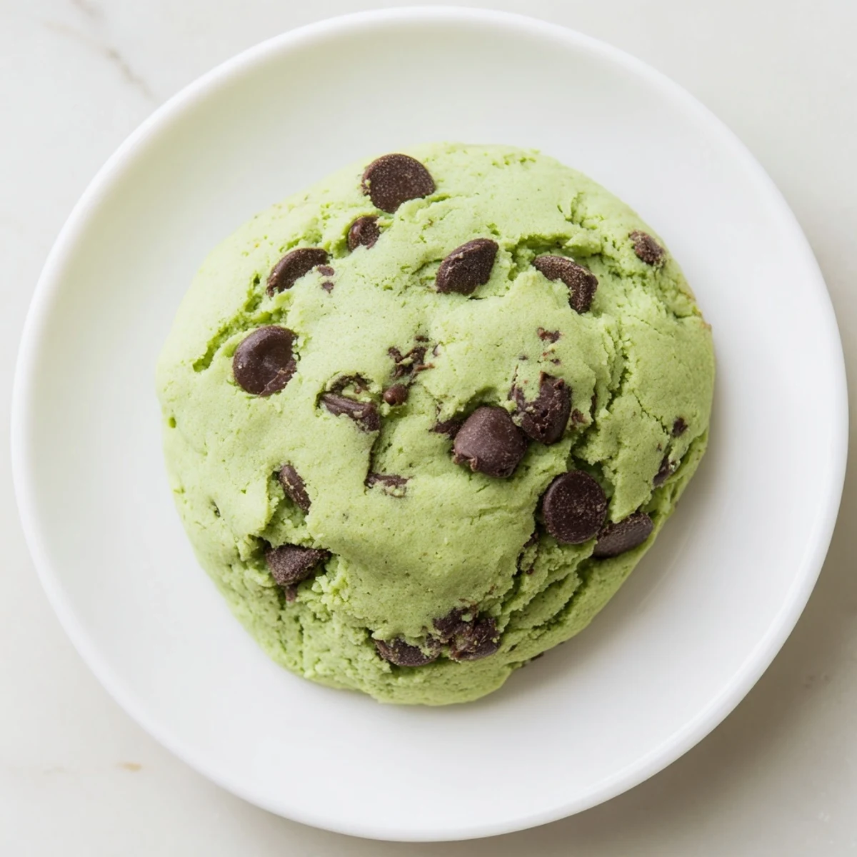 Homemade Green Mint Chocolate Chip Cookies in a baking sheet, offering a refreshing minty twist on a classic favorite.