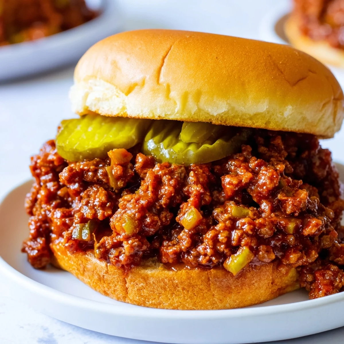 Ground beef in a rich tomato sauce served open-faced on buttery toasted buns.