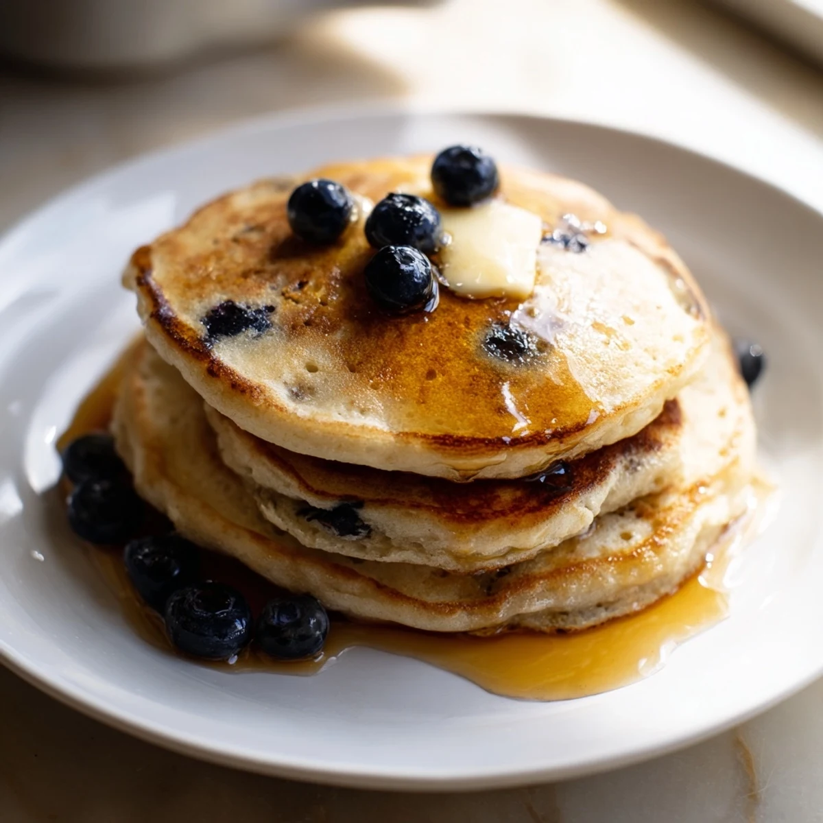 Sourdough Discard Pancakes cooking on a griddle with bubbly surfaces and a fluffy, tender texture.