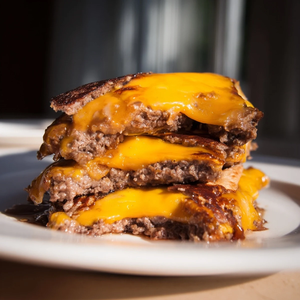 Golden, juicy Flying Dutchman Burger – Beef & Cheese Delight served on a bed of crisp lettuce for a low-carb meal.