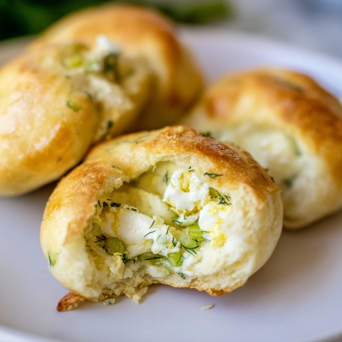 Golden-brown Cheesy Egg and Cheese Piroshki fresh from the oven, resting on a parchment-lined baking sheet.
