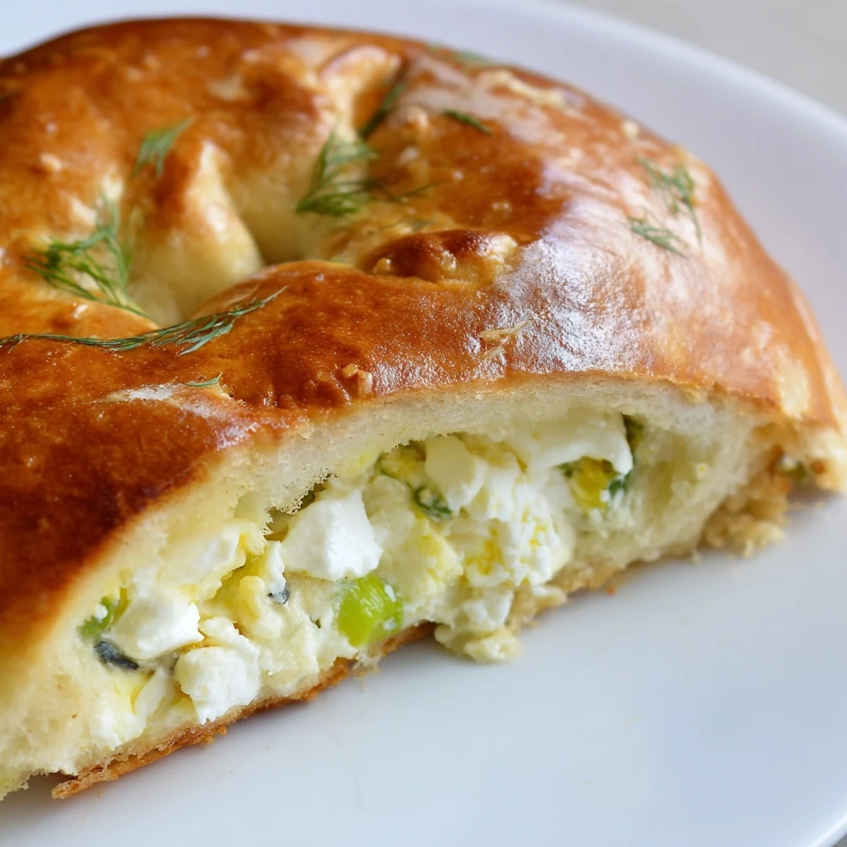 These soft baked Cheesy Egg and Cheese Piroshki are served warm with a side of sour cream.