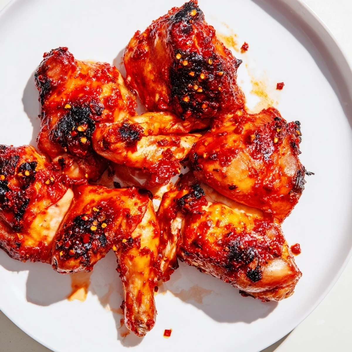 Portuguese style grilled chicken pieces garnished with fresh parsley and served alongside zesty lemon wedges