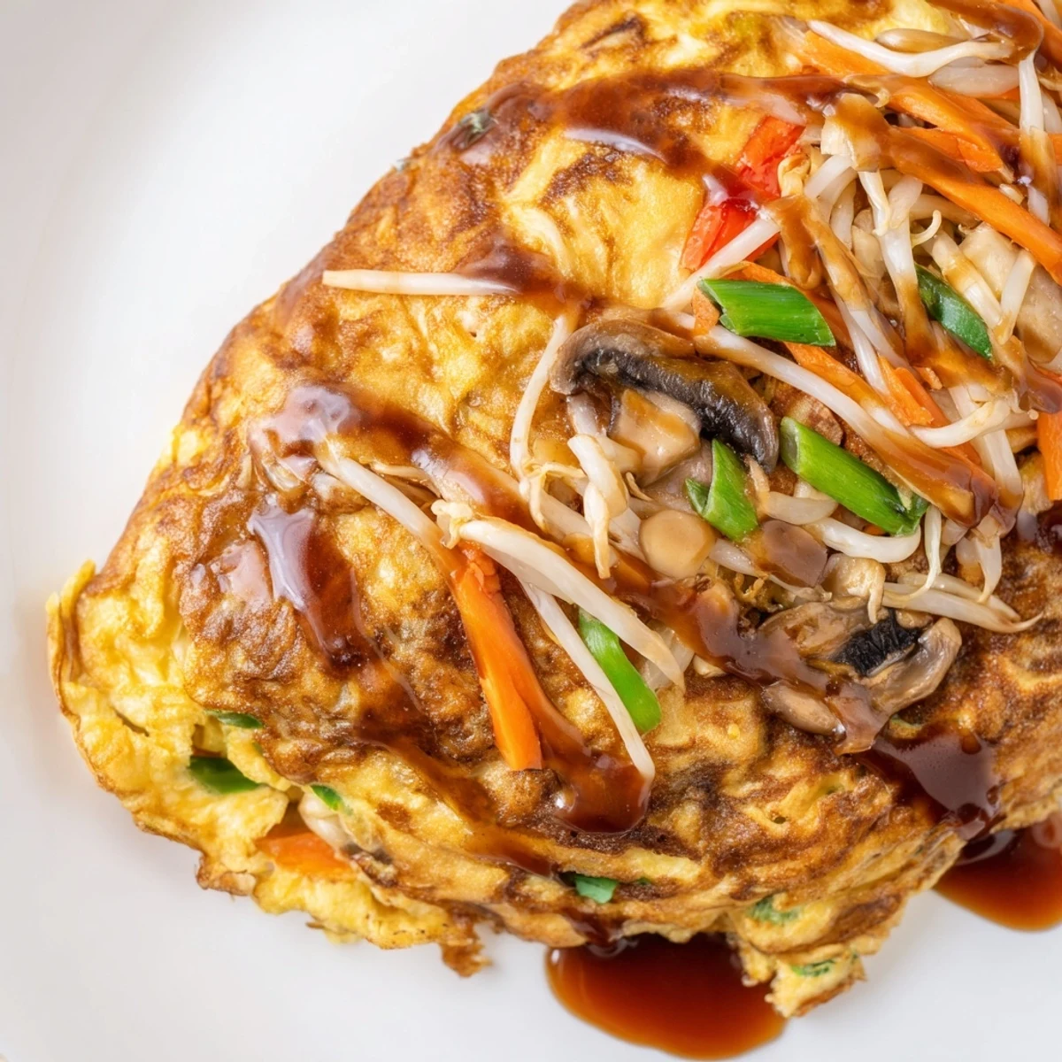 Fluffy Chinese-American Egg Foo Young omelets fried until golden brown and crisp