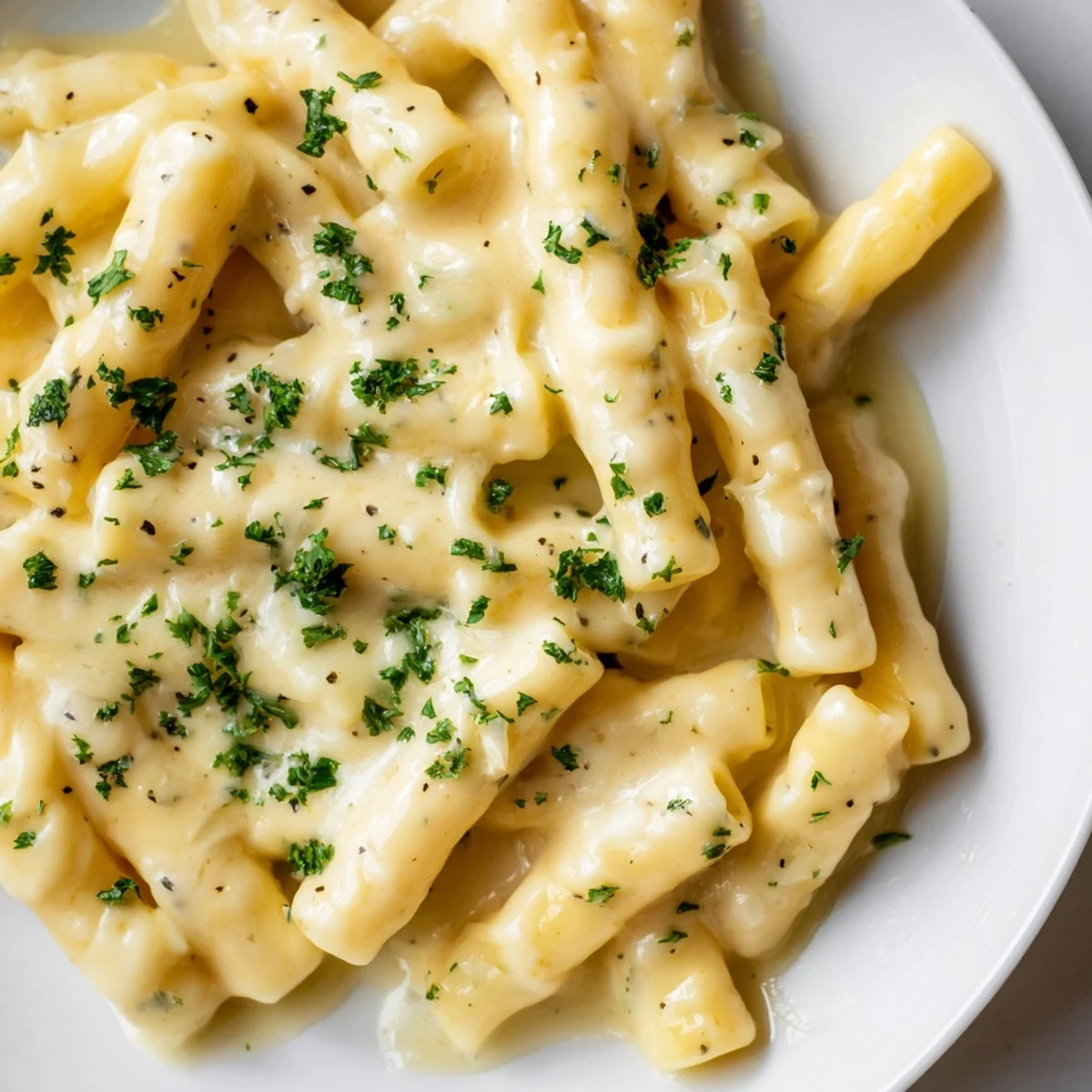 Creamy Boursin mac and cheese with golden breadcrumb topping bubbling in a baking dish
