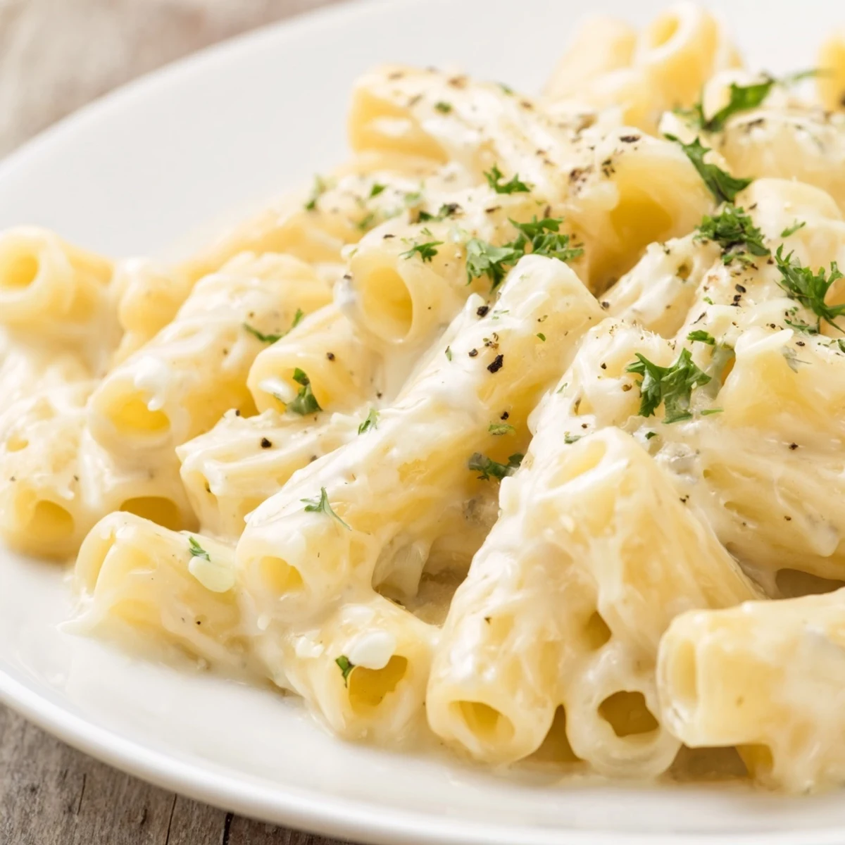 Rich and cheesy Boursin mac and cheese pasta coated in smooth white herb sauce