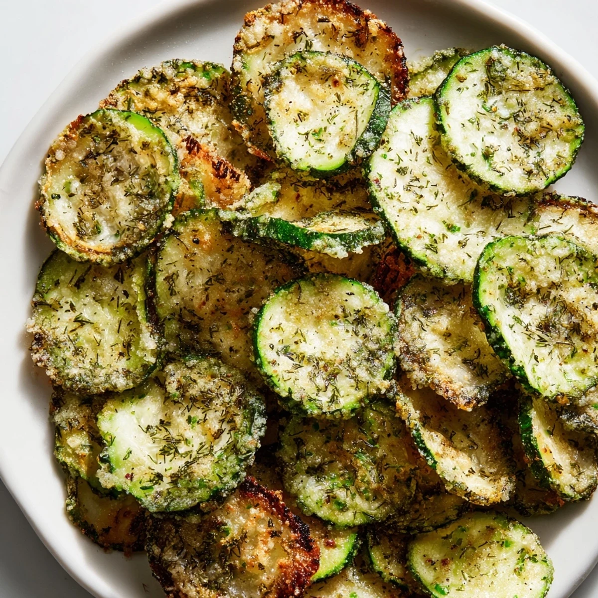 Homemade refreshing ranch cucumber chips cooling on a wire rack after oven dehydration