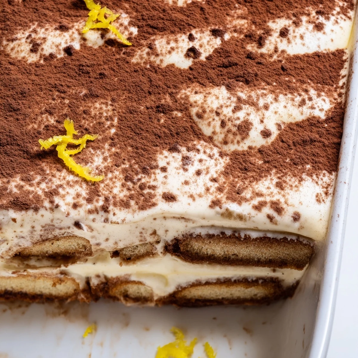 Elegant Earl Grey tiramisu dessert featuring mascarpone cream and Bergamot-infused layers
