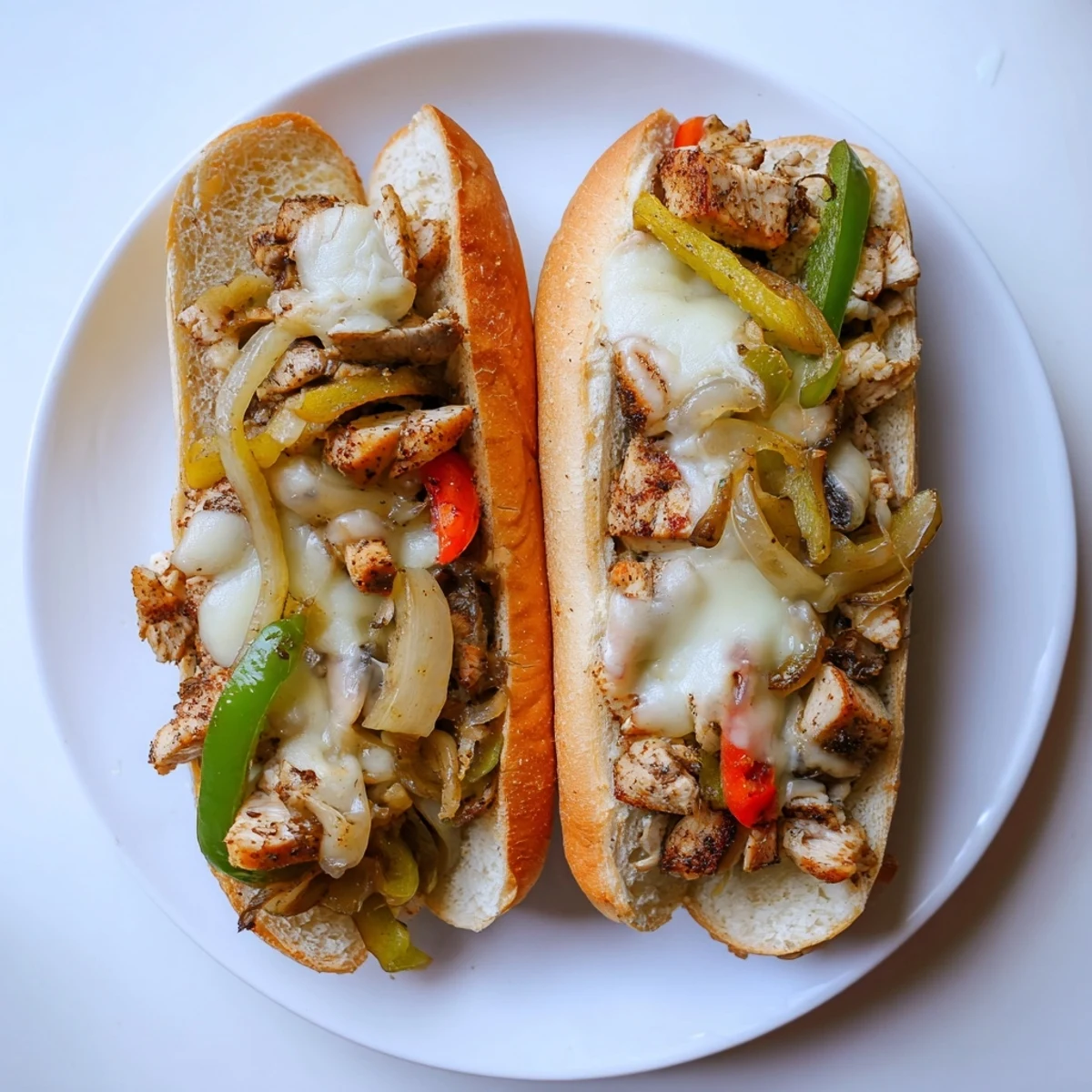 Golden toasted hoagie roll piled high with seasoned chicken and melted provolone cheese