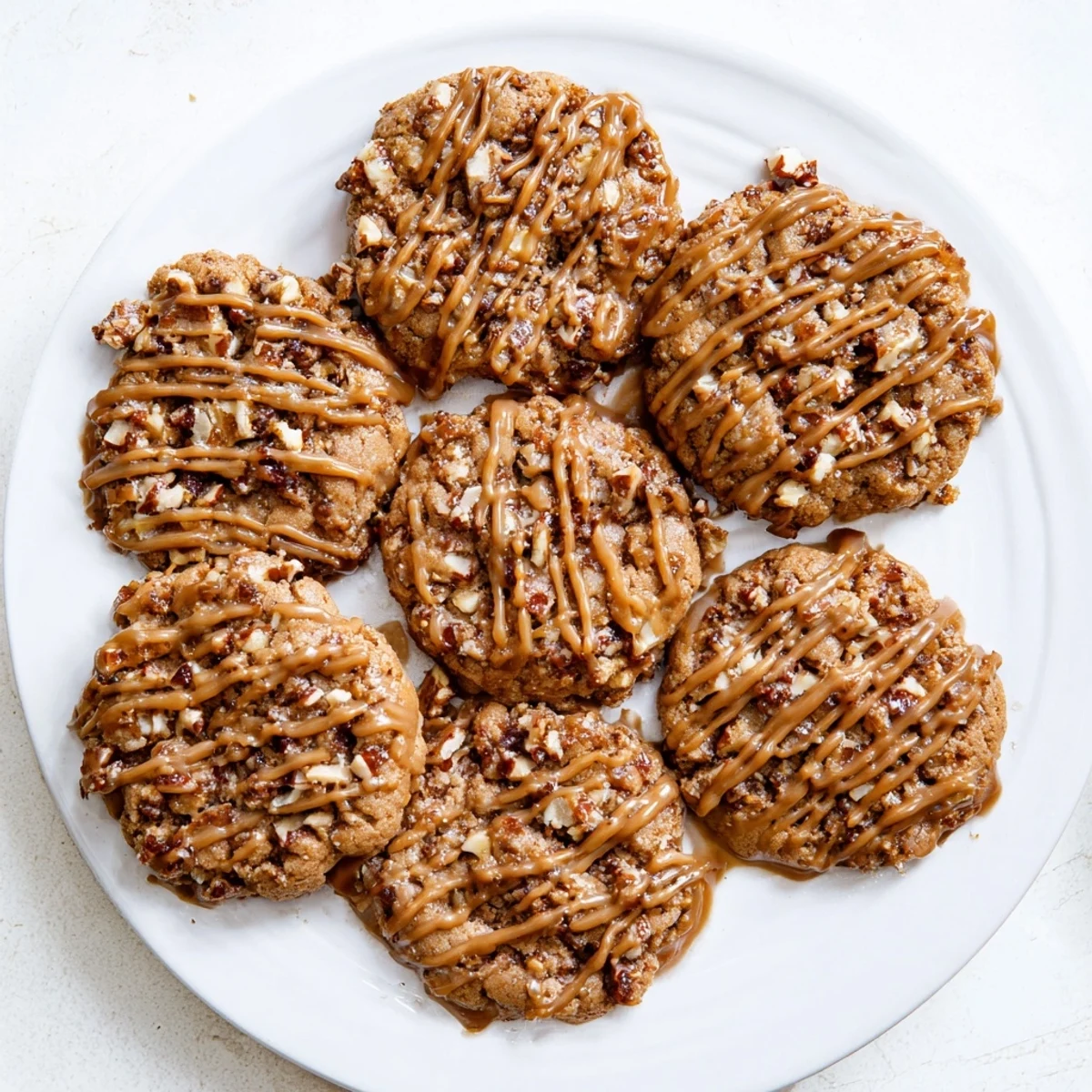Golden sticky toffee pudding cookies drizzled with rich brown sugar toffee glaze