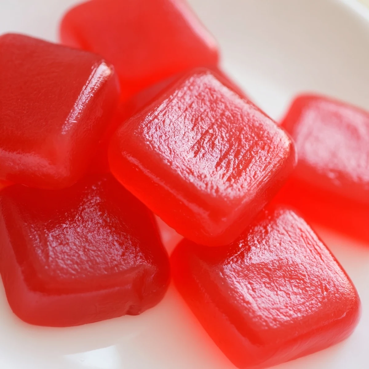 Batch of homemade strawberry gummies being removed from the refrigerator, ready to be cut into bite-sized squares for snacking