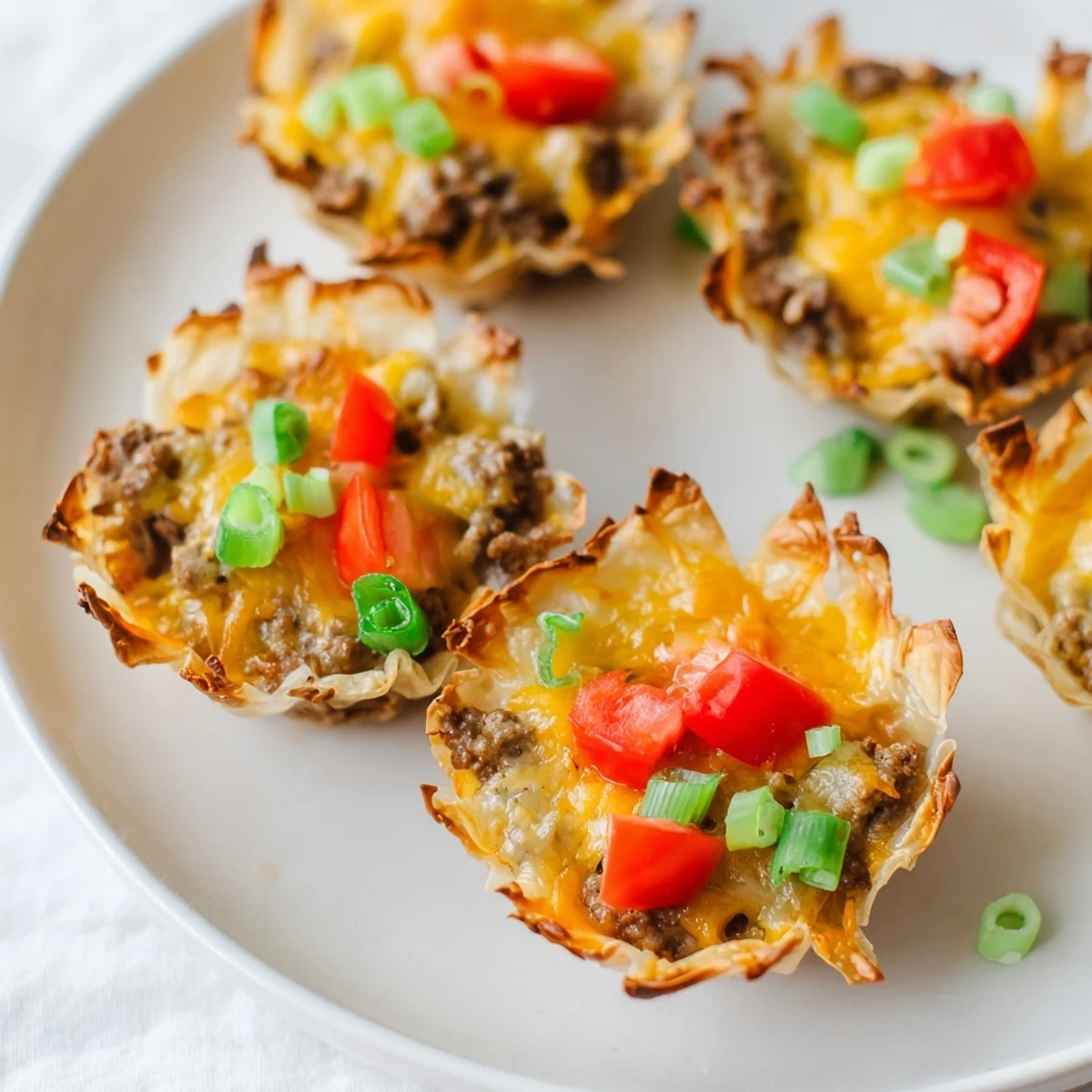 Golden Taco Ranch Bites filled with seasoned beef and melted cheddar in crispy shells
