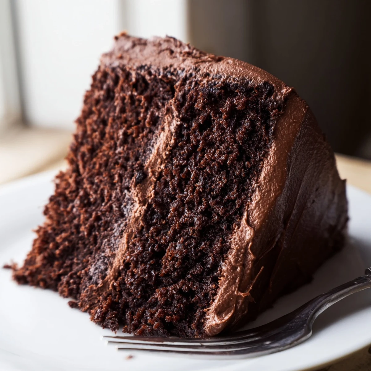 Rich, moist chocolate cake layered with silky chocolate frosting perfect for celebrations