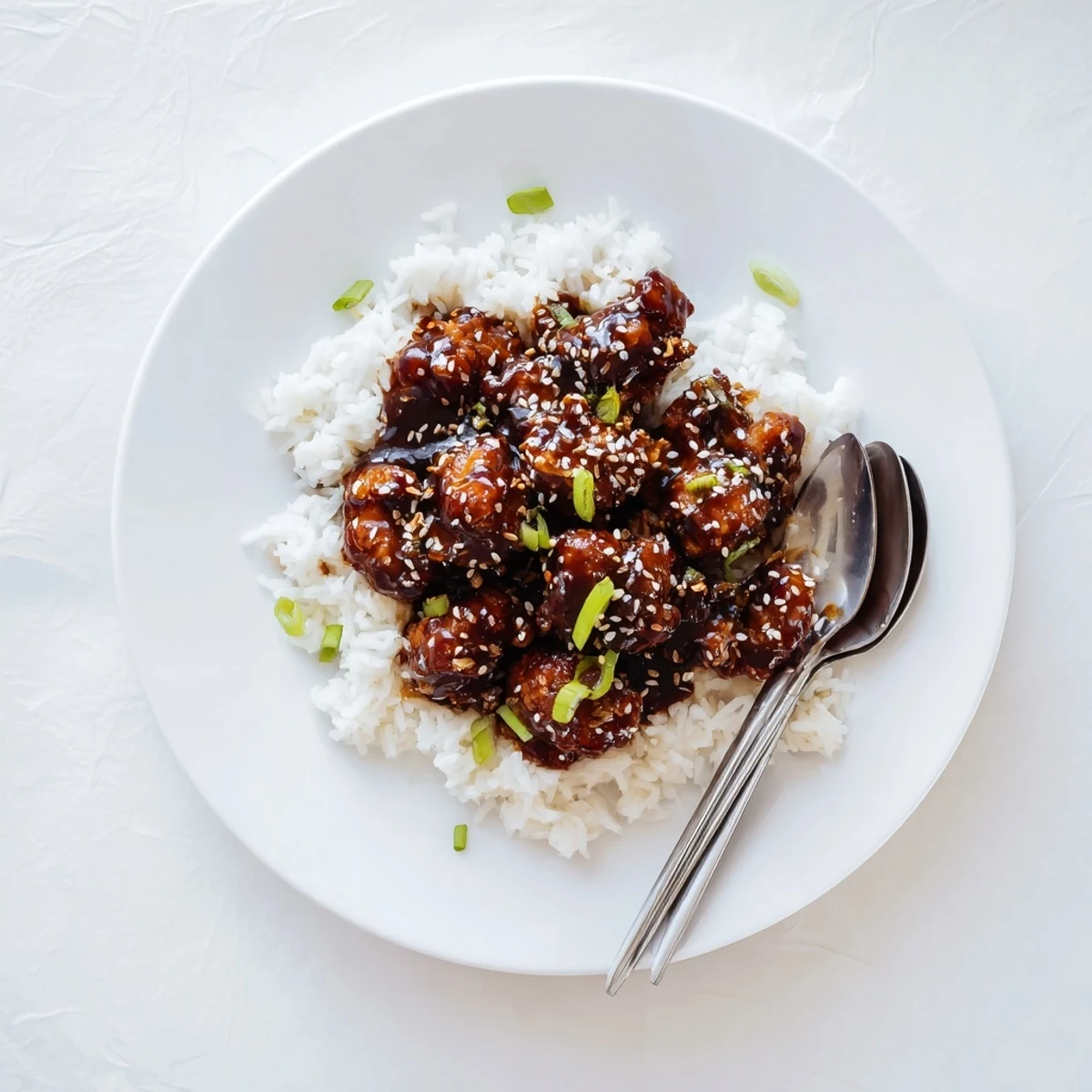 Savory slow-cooked Crockpot Teriyaki Chicken garnished with fresh green onions and toasted sesame seeds