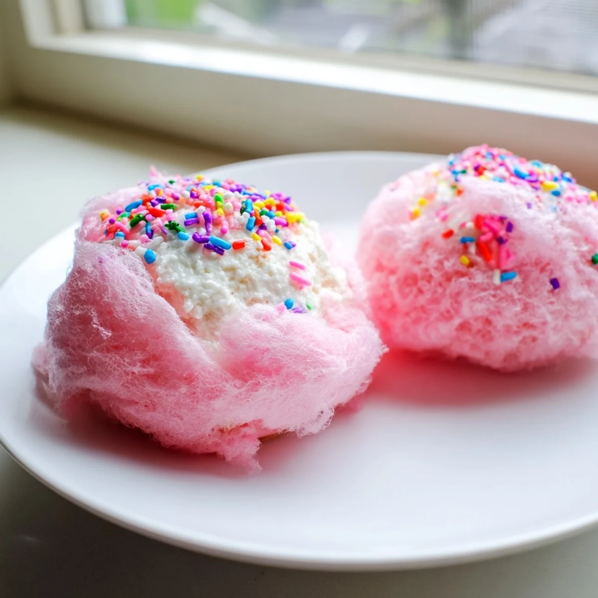 Creamy cheesecake centers wrapped in fluffy cotton candy shells for party treats