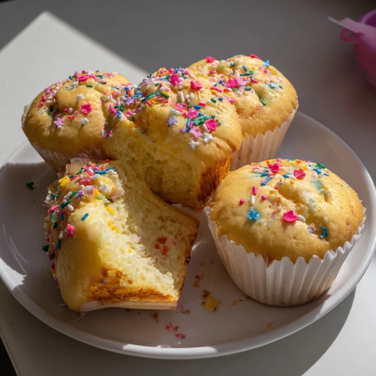 Steamed Blooming Cupcakes with cracked golden tops on a rustic plate
