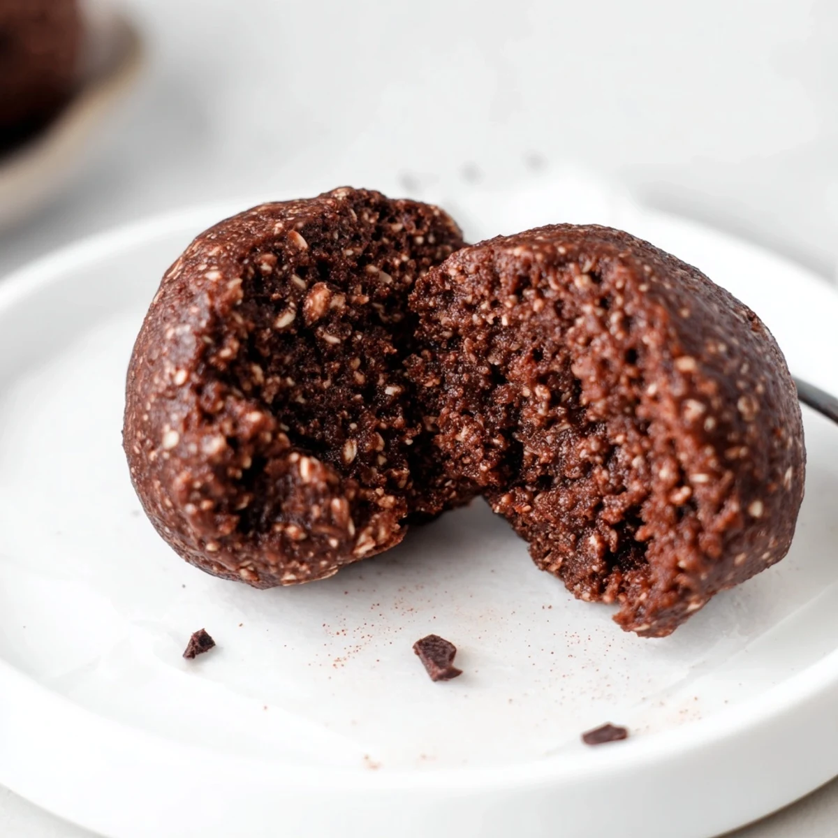 Chilled Brownie Protein Bites on tray, nutty peanut butter aroma and chewy texture