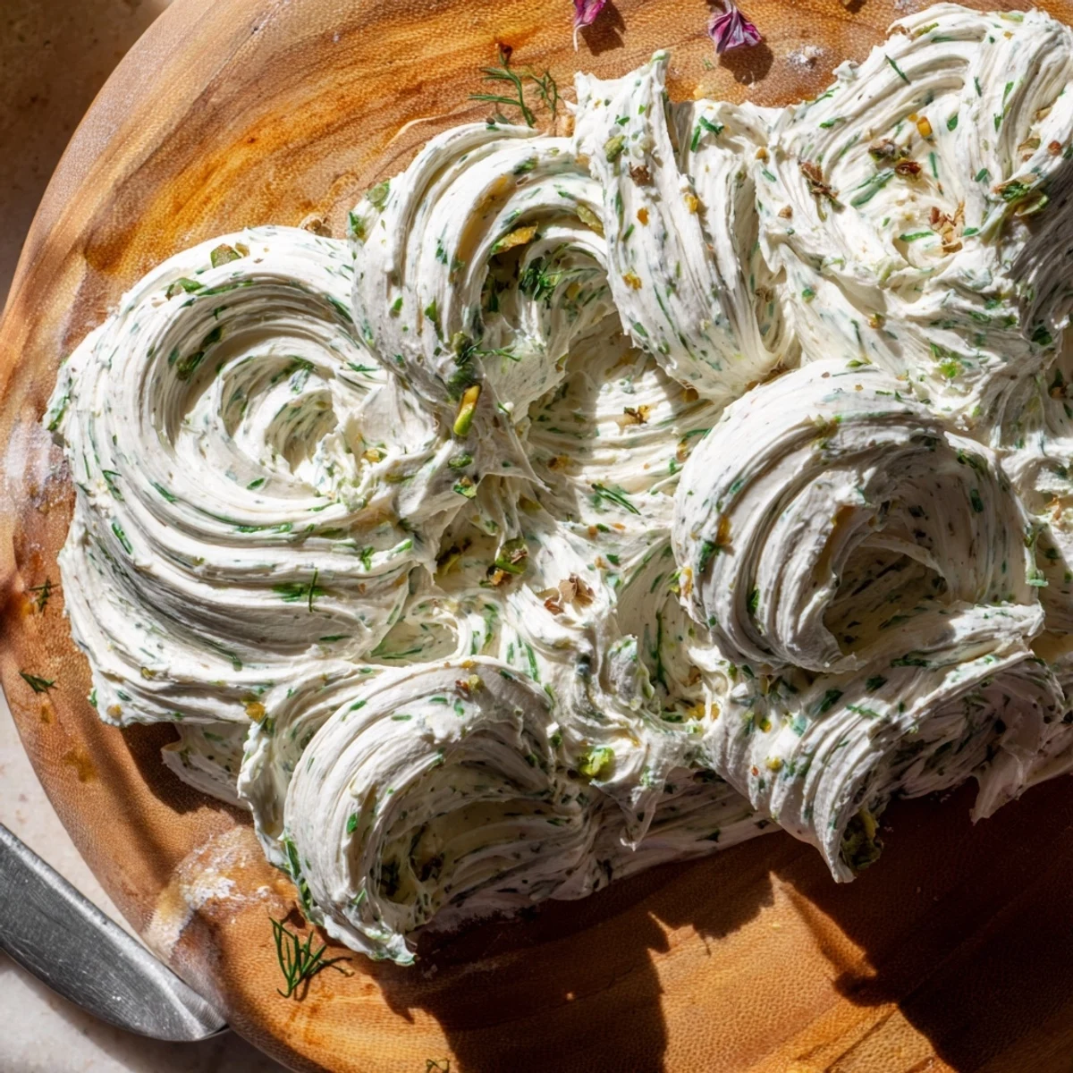Close-up of Rustic Creamy Herb Infused Butter Board spreadable, lemon zest aroma, crackers nearby