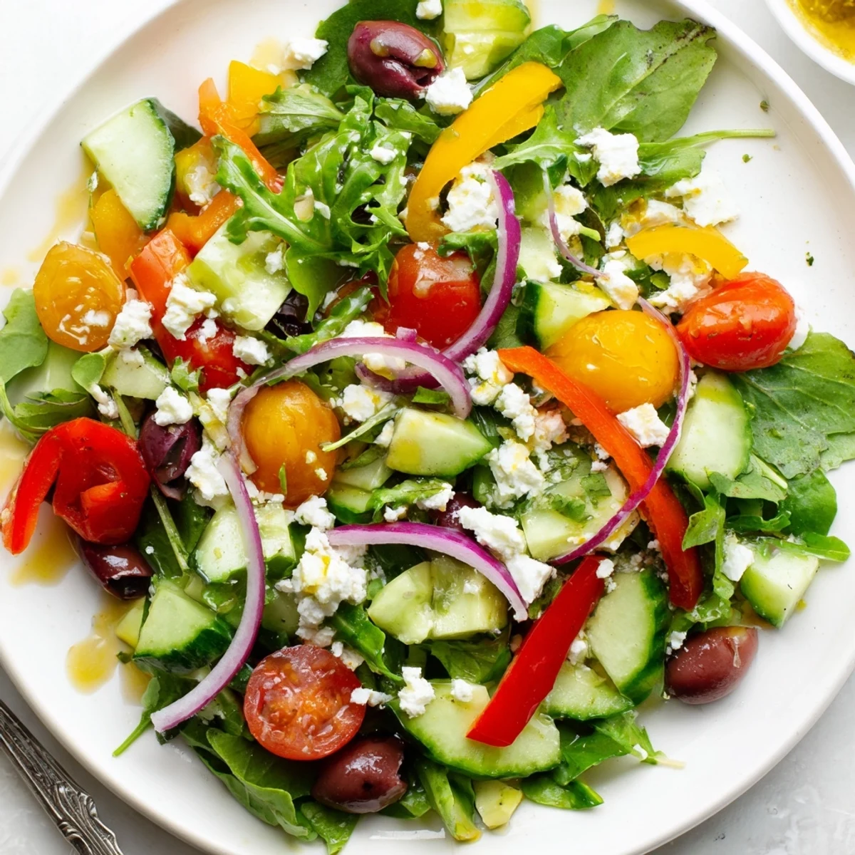 Colorful Fresh Salad Recipe served immediately as a light, zesty summer side