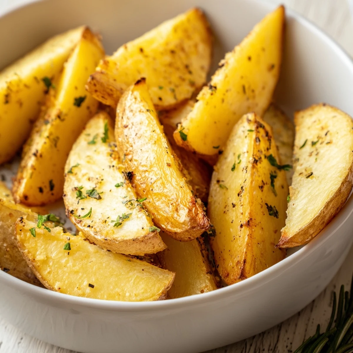 Seasoned Potato Wedges resting on parchment paper, ready for baking and dipping