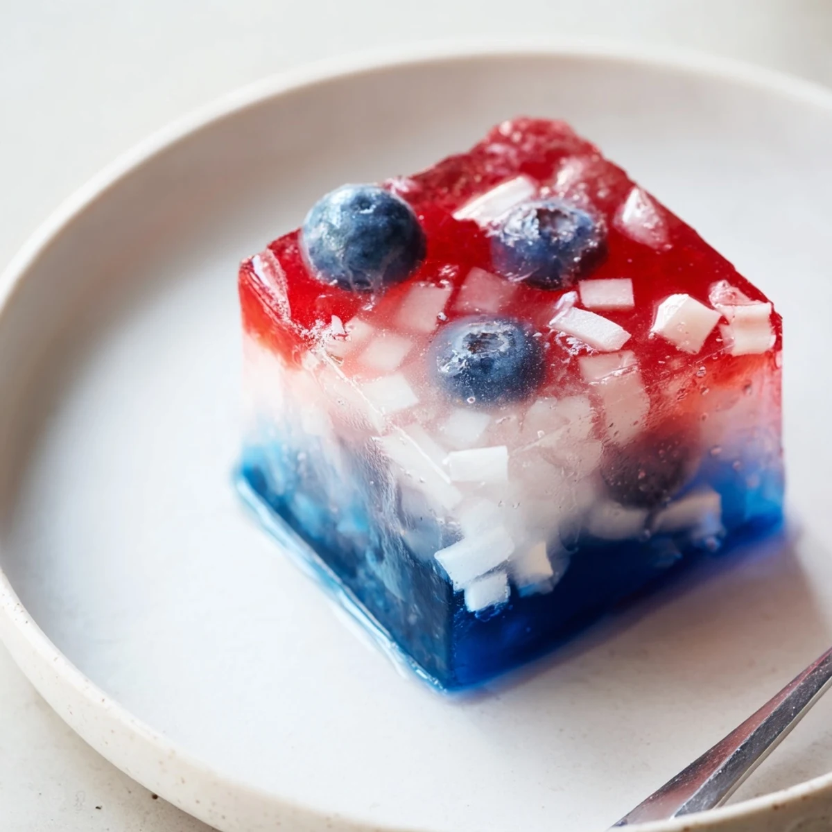 Red White And Blue Ice Cubes Recipe showing vibrant layered fruit, chilled and glistening
