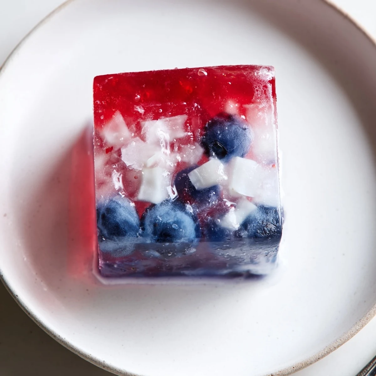 Homemade Red White And Blue Ice Cubes Recipe with tart strawberries and cool coconut