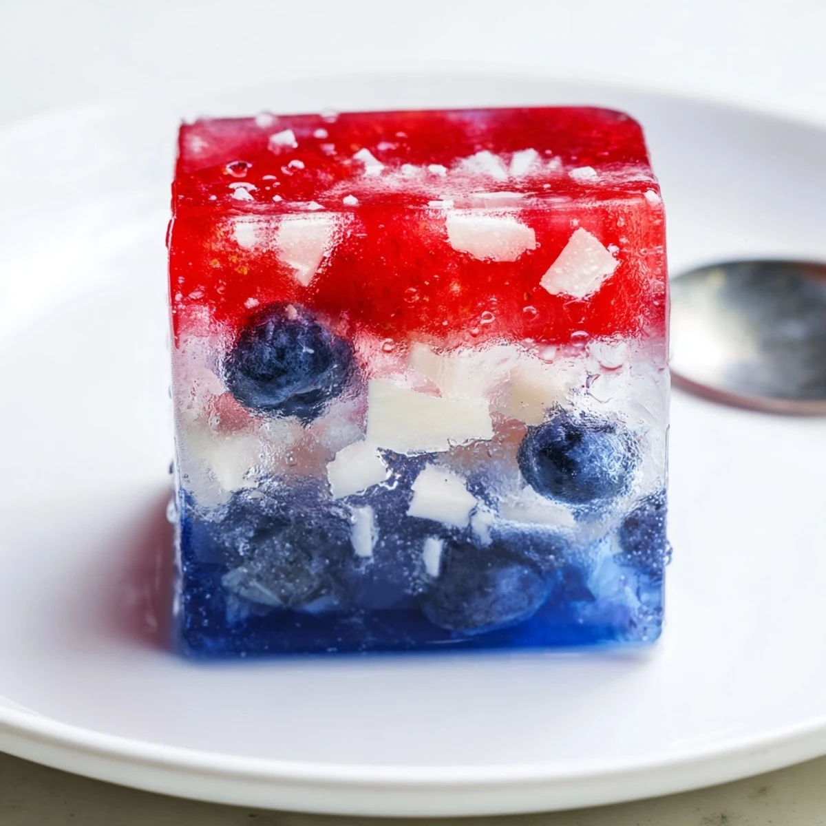 Bright ice tray with Red White And Blue Ice Cubes Recipe, ready for drinks
