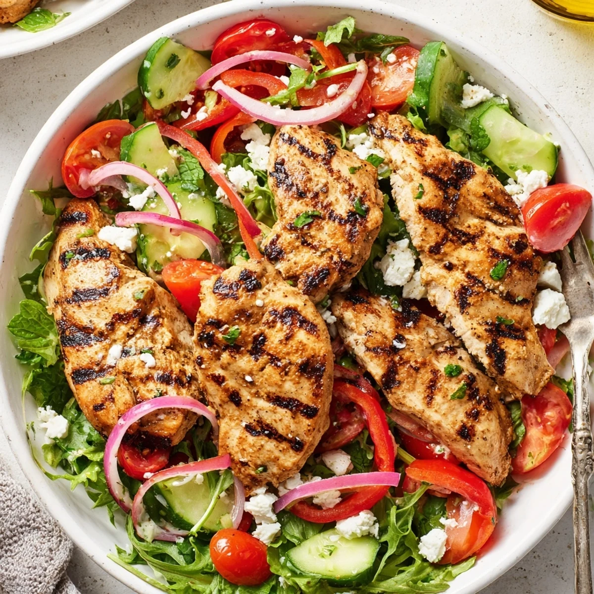Grilled Chicken Salad Avocado Herb Dressing Recipe with creamy lime dressing, cherry tomatoes