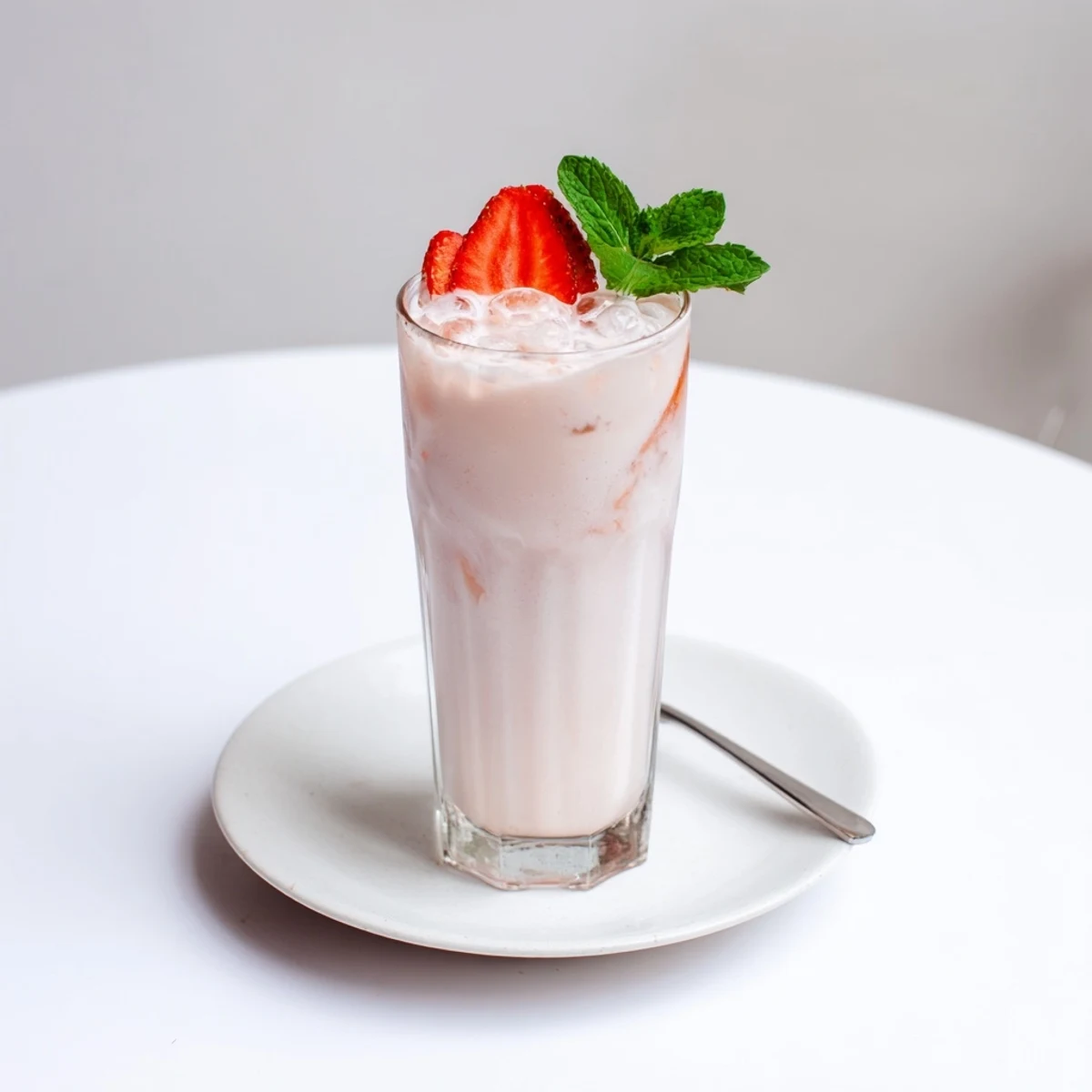 Frosty Strawberry Coconut Cooler Recipe blended creamy, bright strawberry slices and mint