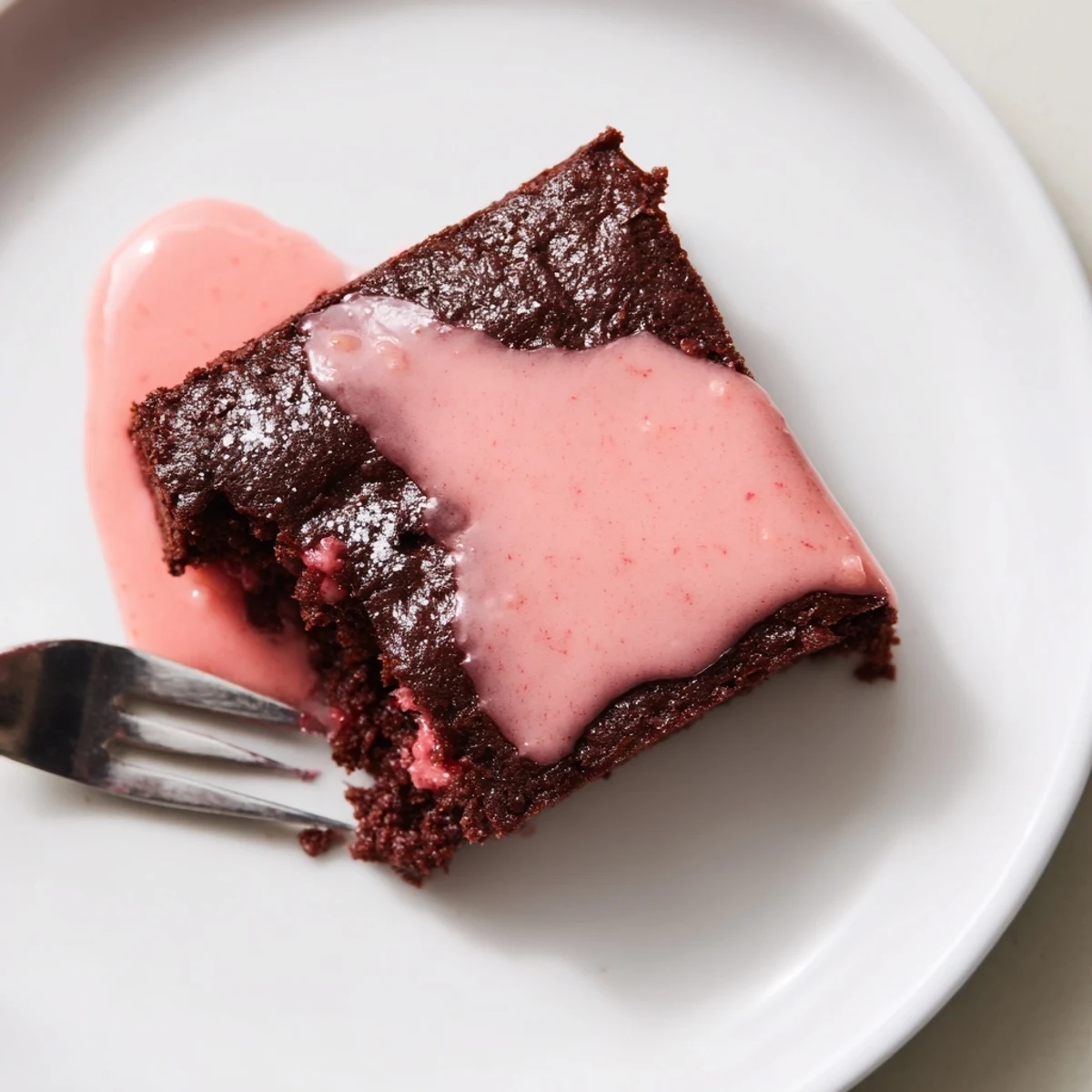Moist Strawberry Brownies Recipe displayed on parchment, topped with fresh berries