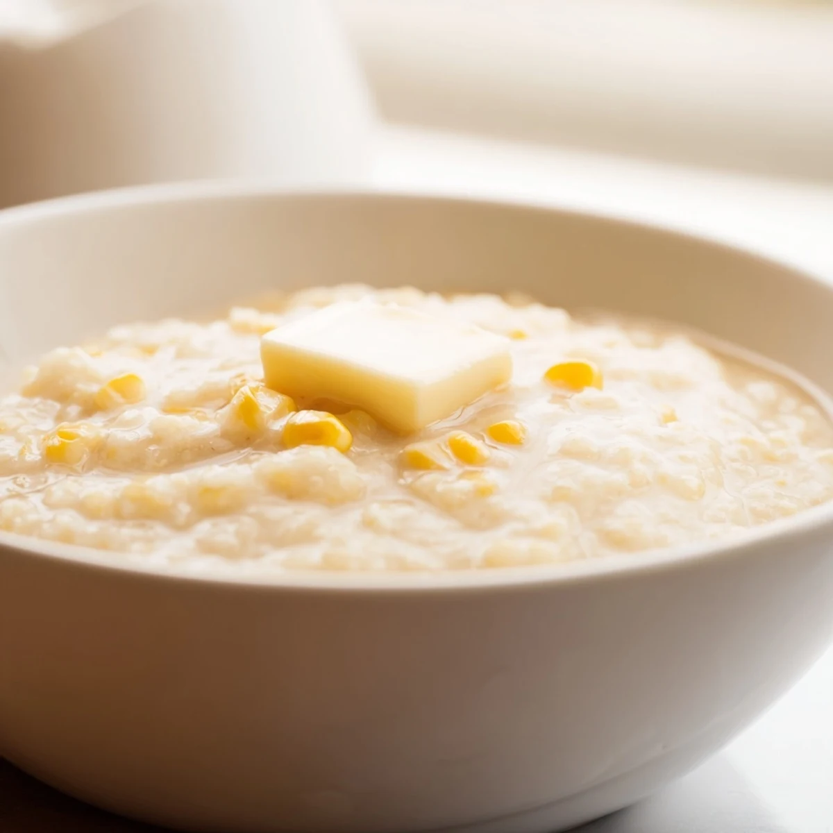Creamy maize porridge bowl topped with honey and nuts for a comforting breakfast