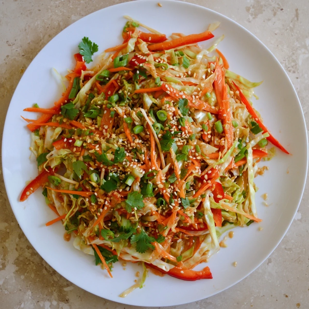 Golden cabbage stir fry recipe with colorful crisp vegetables tossed in savory Asian sauce