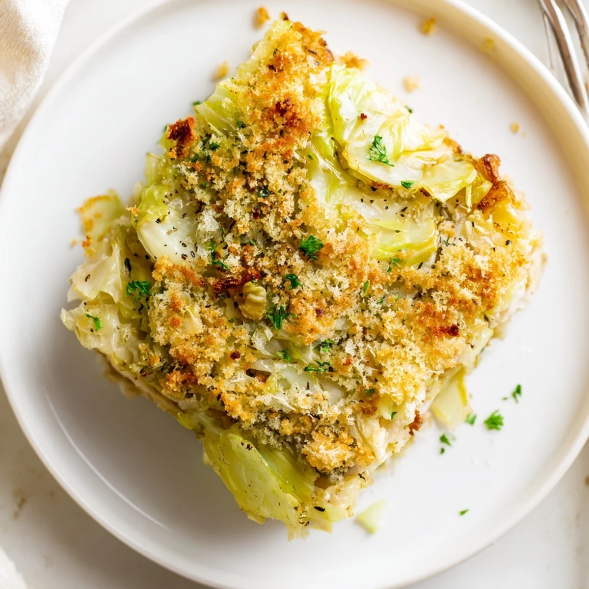 Hearty Slow Roasted Cabbage And Sauerkraut Casserole served family-style with rye bread