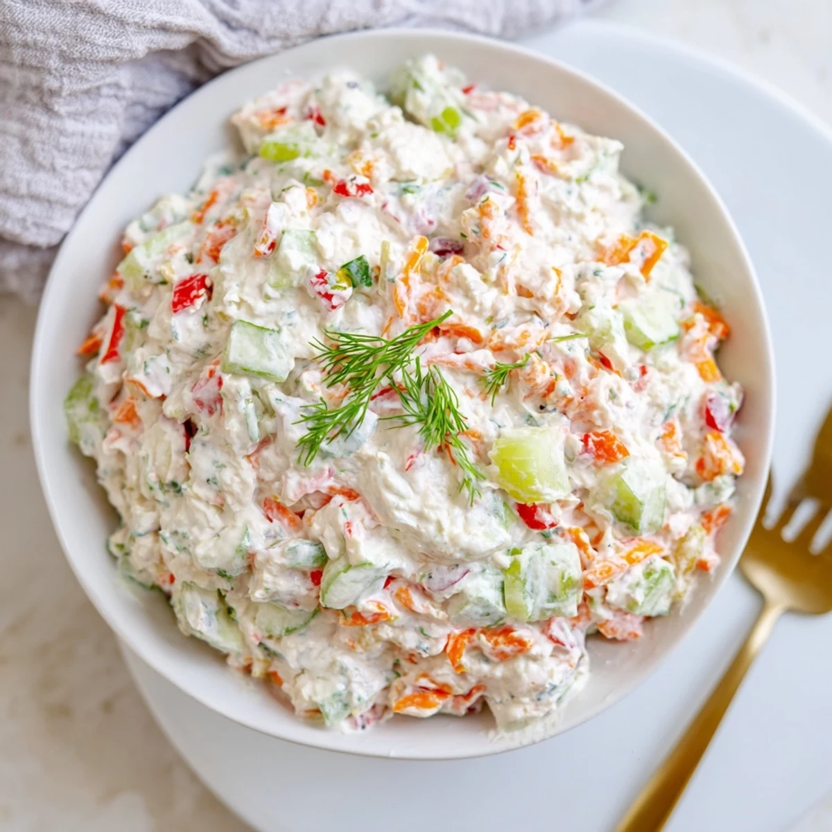 Creamy Garden Vegetable Spread Recipe tucked in toasted bread, lemony and fresh